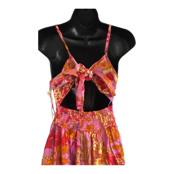 Jessica Simpson pink padded open tie back shaped waist halter maxi dress size XS - Picture 7 of 16